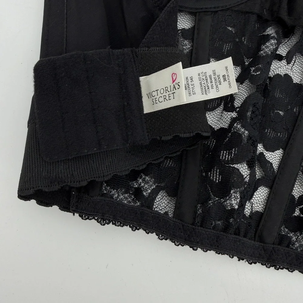 Vintage Victoria's‎ Secret Black Lace Bustier Corset Top Y2K